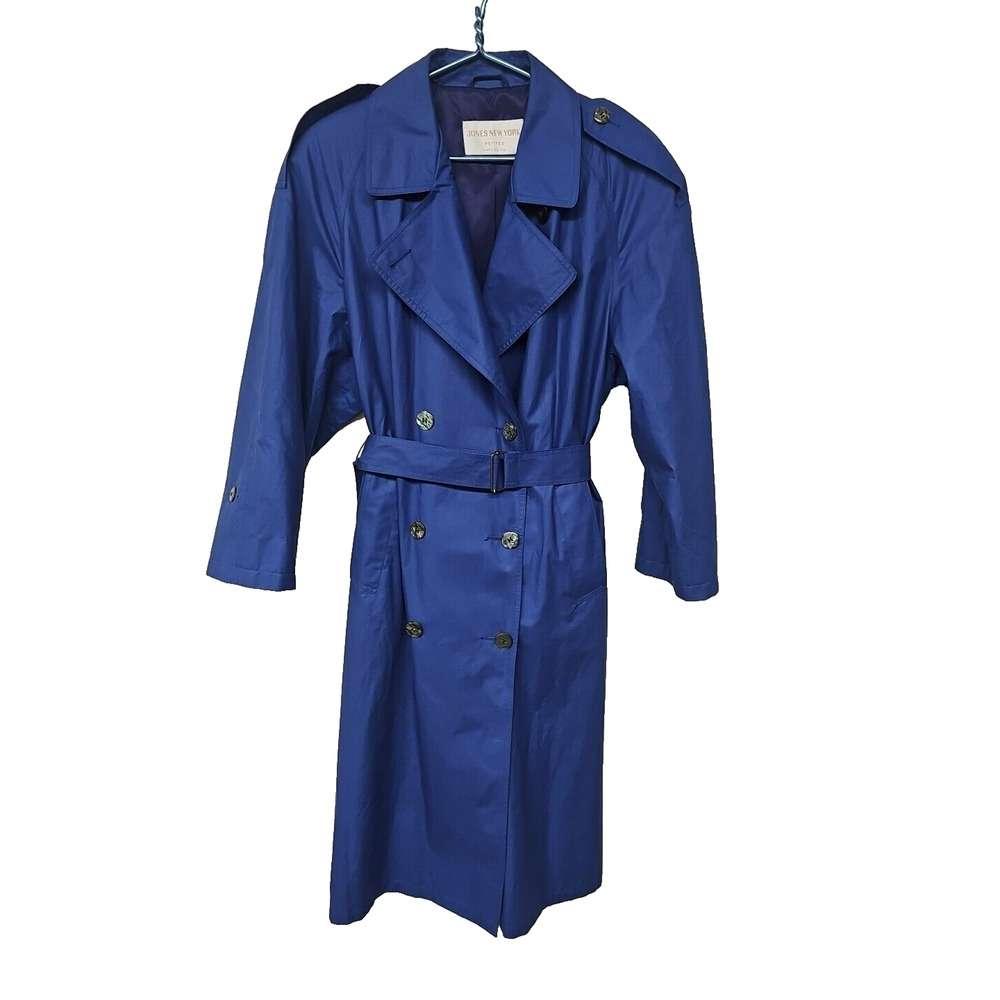 Vintage Jones New York Belted Trench Coat Womens Size LP Vibrant Capsule 80s